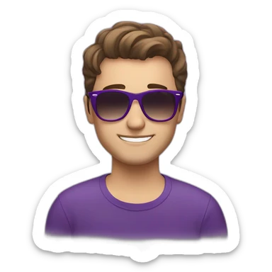 young brown hair not well shaved white men purple party wearing ray-ban sticker