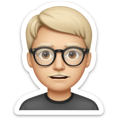 Mute Face but with a wide jaw and wearing glasses sticker