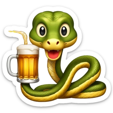 a snake with a glas of beer sticker
