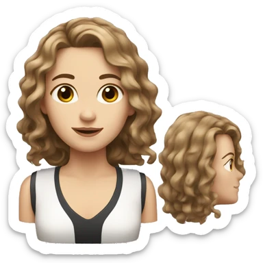 
a white girl with shoulder length wavy brown hair sticker