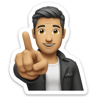 a man pointing with his right hand towards the camera sticker