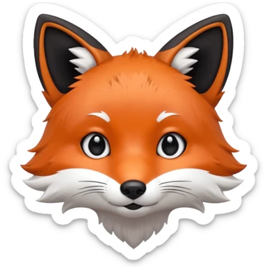 une tête de renard trop kawaii avec des poils noirs à la place de tout les poils blancs sticker