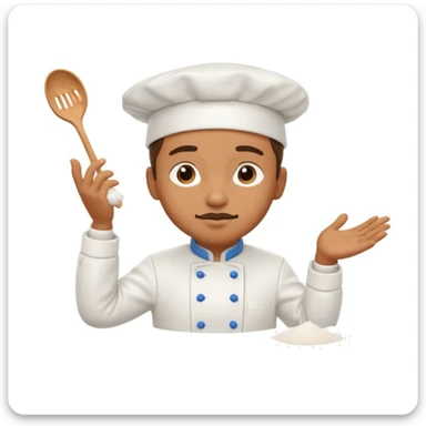 cartoon-style chef character in the 'Salt Bae' pose, sprinkling salt with a flourish, confident expression sticker