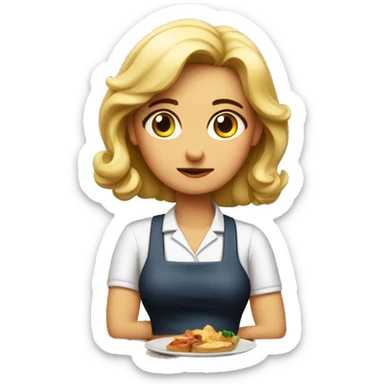 sad waitress serving tapas sticker
