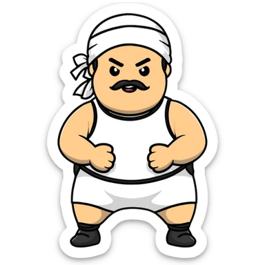 White skin fat guy with black durag and black beard in wrestling singlet sticker