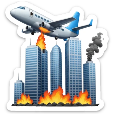 Two  similar skyscrapers and the plane that crashed into them. sticker