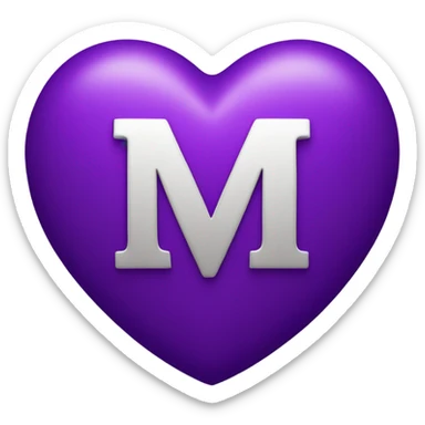 purple heart with letter m in the middle sticker