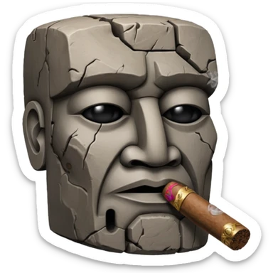 Blocky Easter island head smoking cigar sticker