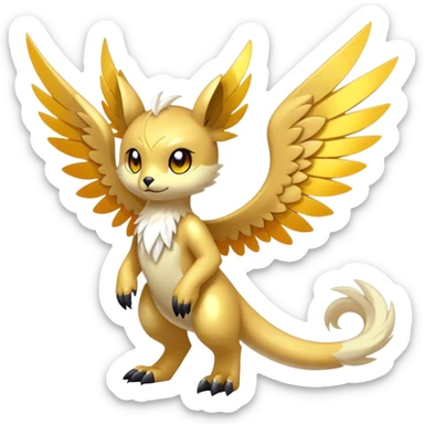 Anthro Sona Cool Edgy Cute Colorful Shy Winged Shiny Fakemon-Fantasy-Creature Full Body sticker