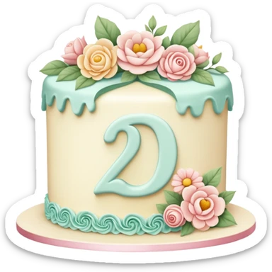 make a floral pastel cake that is aesthetic or vintage with the number 20 on it sticker