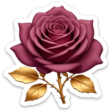 A dark Mauve red romantic Rose with gold petals sticking out sticker