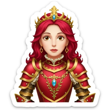 realistic cinematic actress Cher in baroque styling with crimson armor in a forest sticker