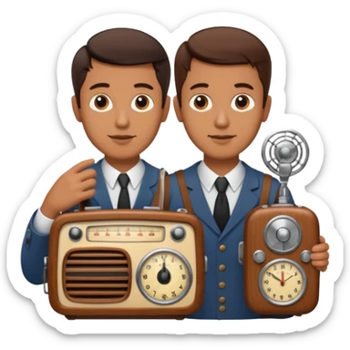 a vintage radio in the hands of a man  sticker