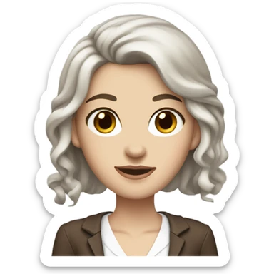 White girl skinny with wavy long dark brown hair brown eyes and an elegant outfit sticker