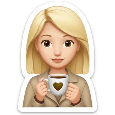 Blonde hair girl with cup of coffee  sticker