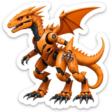 Cool Edgy Black Orange Digimon-Fakemon-Guilmon-Velociraptor-Dragon-Mecha full body sticker