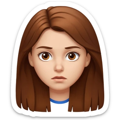 a white girl with brown long hair and brown eyes looking annoyed  sticker
