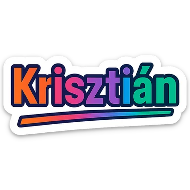 Krisztián name in modern colorful gradient font with dark outline, partially or fully underlined with dynamic slanted underline, transparent background, in the style of the sample images sticker