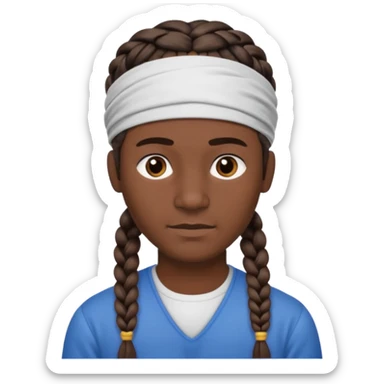big lose braided man face wiith big visible braids and headband on head sticker