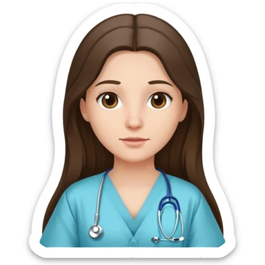 Brunette with long hair wearing hospital gown  sticker
