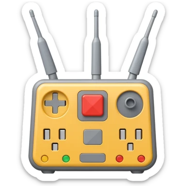 a real, highly realistic modem with antennas sticker