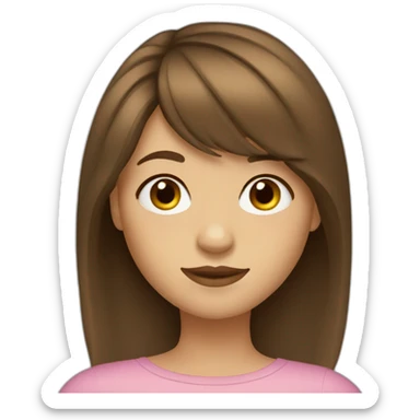 Girl with medium brown hair and curtain bangs  sticker