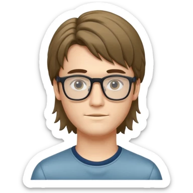 Beautiful thin boy, fair skin, glasses, and a mullet hairstyle  sticker