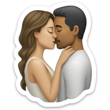 latino man white woman kissing sticker