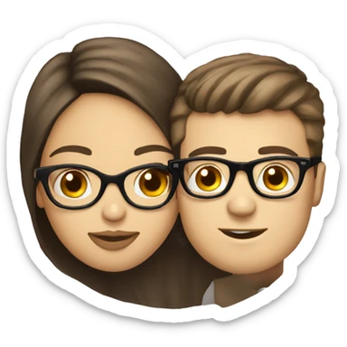 White Guy wearing glasses kissing brunette girl sticker