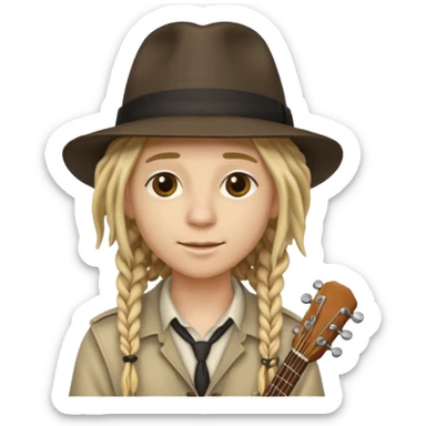 blonde Musician with dreadlocks and fedora sticker