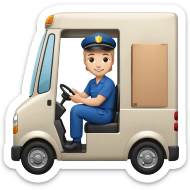 create a realistic emoji of a logistic worker parking and resting  sticker