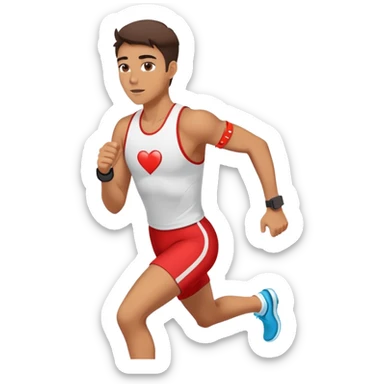 Runner with heart rate monitor and oxygen measurement indicator, VO2 max fitness test sticker