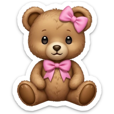 Cute teddy bear with a pink bow. sticker