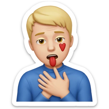 A guy choking himself as an emoji sticker