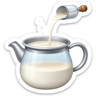 Milk flowing in a pot sticker