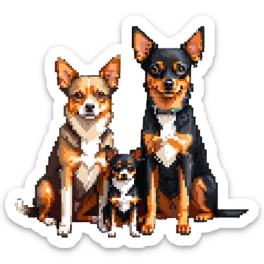 two shepherd dogs and a miniature pinscher Chihuahua together sticker