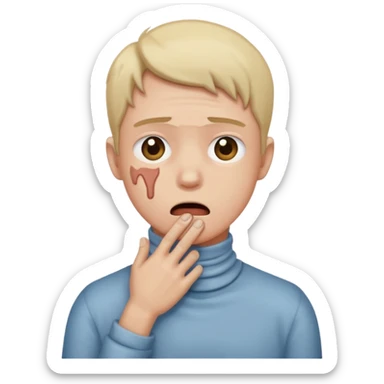 Distressed face with hands choking throat sticker