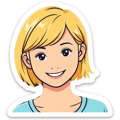 smiling girl with blonde hair sticker