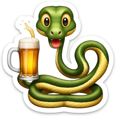 a snake with a glas of beer sticker