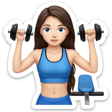 brunette long hair blue eyes gym girl working out sticker