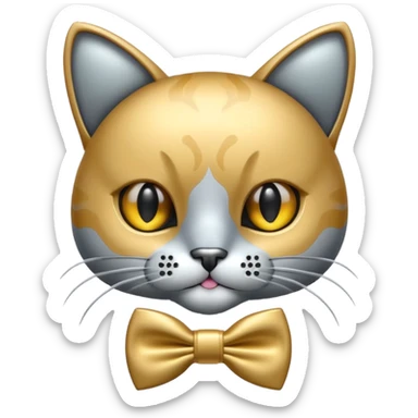 animatronic cat with bow tie sticker