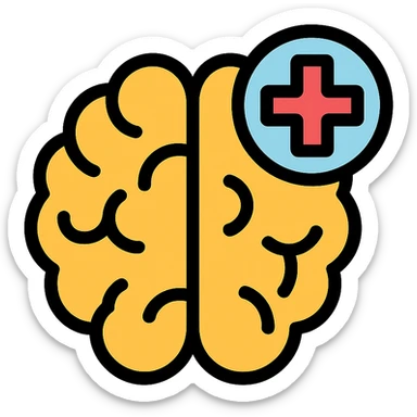 AI brain with medical cross icon sticker