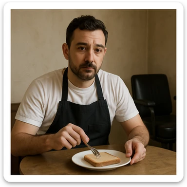 sartarosh xonada shunchaki tarelka v vilka ushlab utirsin tarelkada esa faqat non bulsin kayfiyati xam urtacha bulsin xursan bob ketmasin sticker