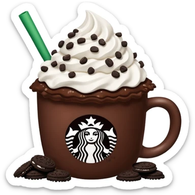  Starbucks hot cocoa with whipped cream and Oreo cookie crumbles  sticker