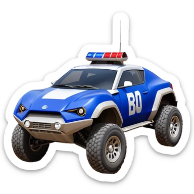 Star Wars’s Range trooper’s police evil darkly night blue Dirty and dented Local Motors Rally Fighter off road race car hot rod meets 2013 scion fr-s trophy truck-style basher flying down a dusty road catching everything (silver wheels) sticker