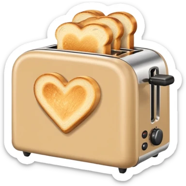 Beige heart toaster with toast  sticker