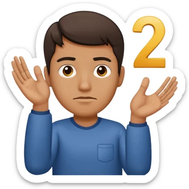 man frowning holding up numbers 6 in left hand and 7 in right hand sticker