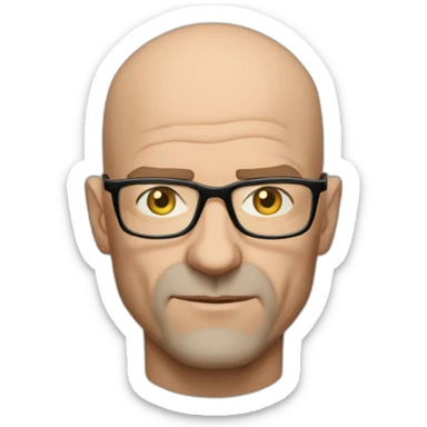 handsome blueeyed bald 50 year old man wearing breaking bad glasses sticker