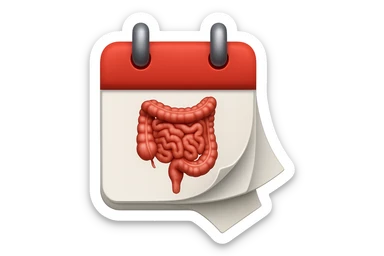 emoji stile iphone di un calendario con fogli che volano insieme, sui fogli ci sono disegnati degli intestini anatomici, iperrealistico 4k, isolato su sfondo bianco sticker