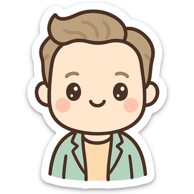 cute kawaii style character inspired by Elon Musk, with distinctive features sticker